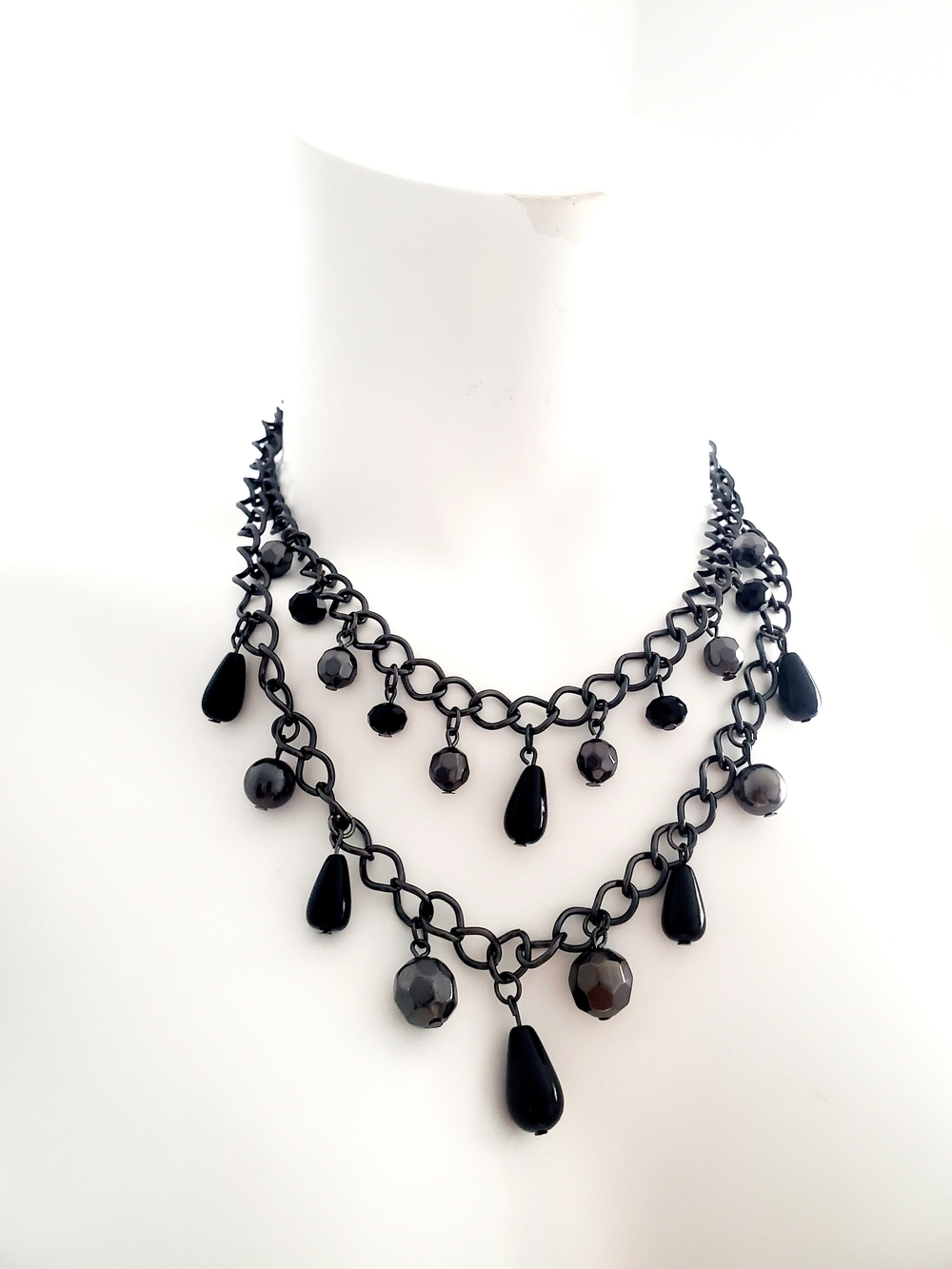 Black Multi-Row Drop Necklace - Women Jewelry